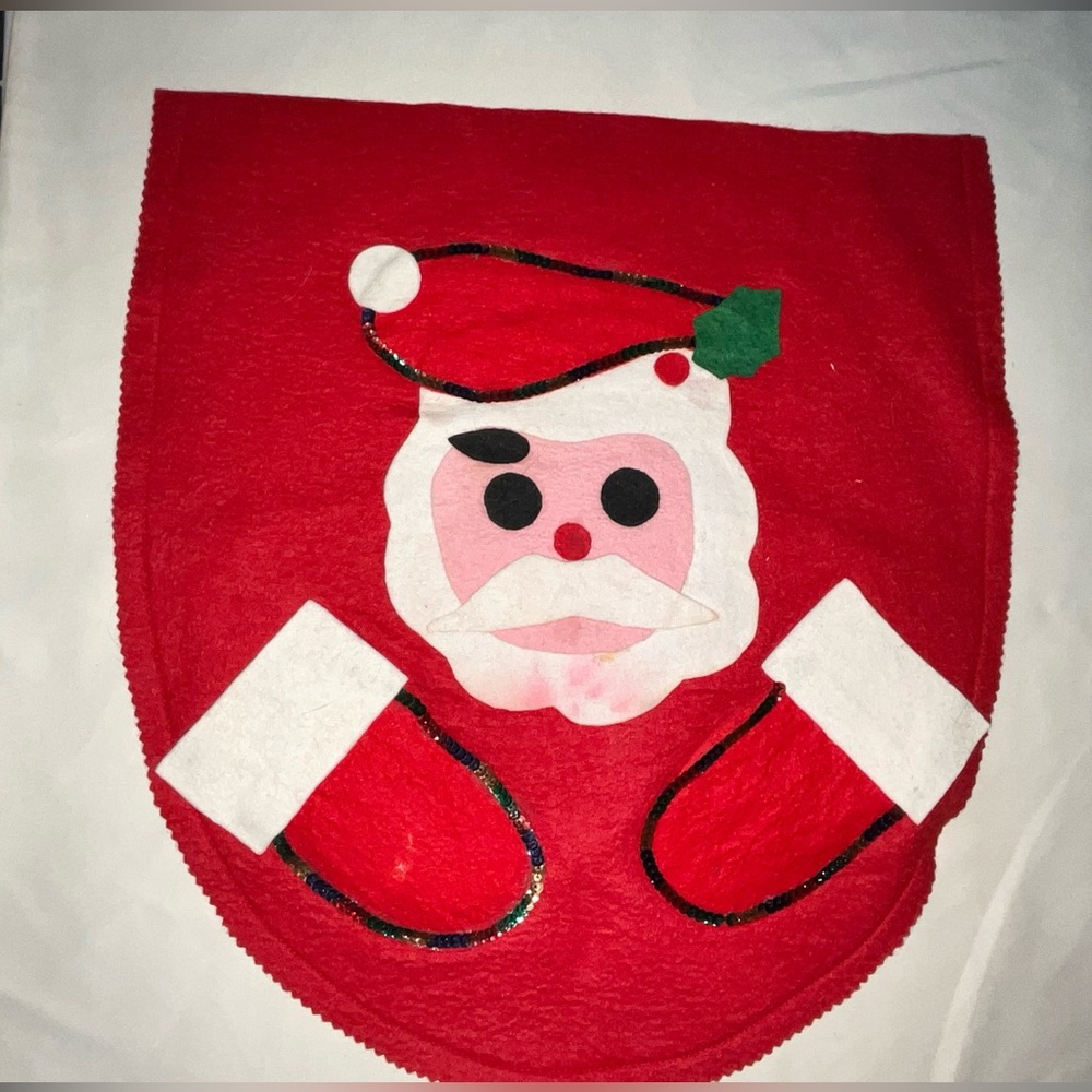 Vintage Handmade Double Sided Santa Reversible Toilet Lid Seat Felt Cover